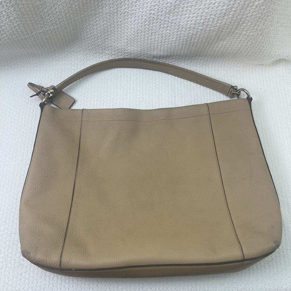 Coach Beige Pebbled Leather Shoulder Crossbody Bag Gold Hardware Removable Strap - Picture 8 of 10